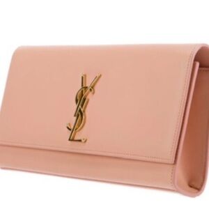 Yves Saint Laurent Blush Pink Clutch with Gold Logo